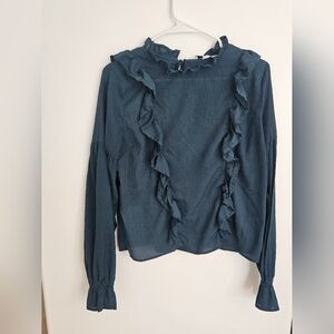 FAVLUX Ruffled Deep Blue Blouse
